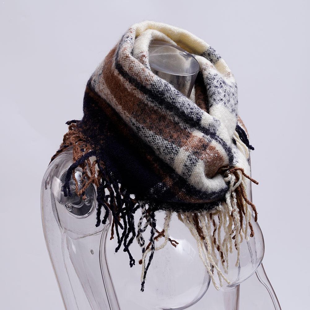 Pashmina Wrap Large - 厚手のスカーフ ソフトタッセルショール パシュミナ チェック柄 大判ネックブランケットスカーフ 冬用暖かい厚手スカーフ