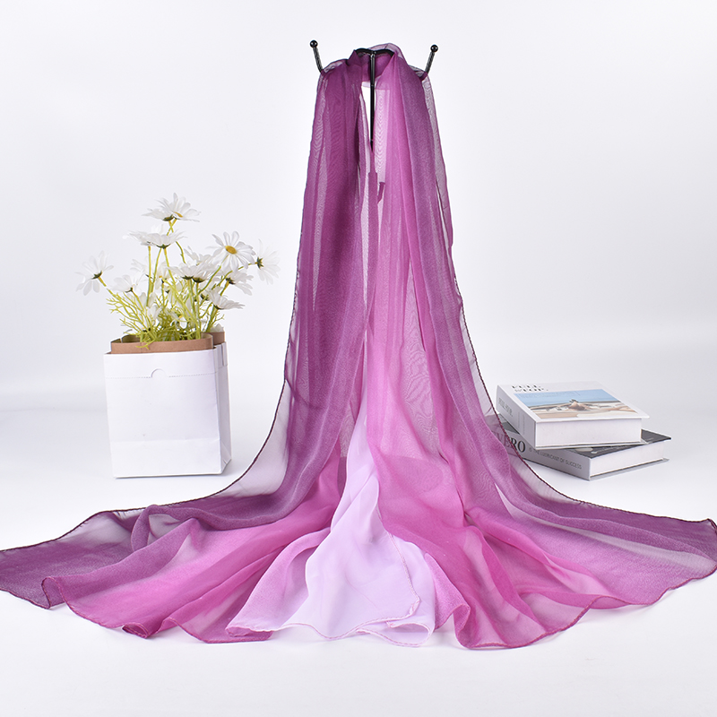 Silk Neck Scarf - 長いグラデーションシルクスカーフ、新しい3色、75x180cm、gingetteスカーフ、春と夏、2023