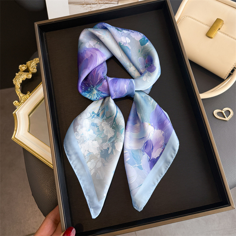 2026年新作 花柄プリント シルク スクエアスカーフ レデ - Ascot Neck Scarf のレビューと価格