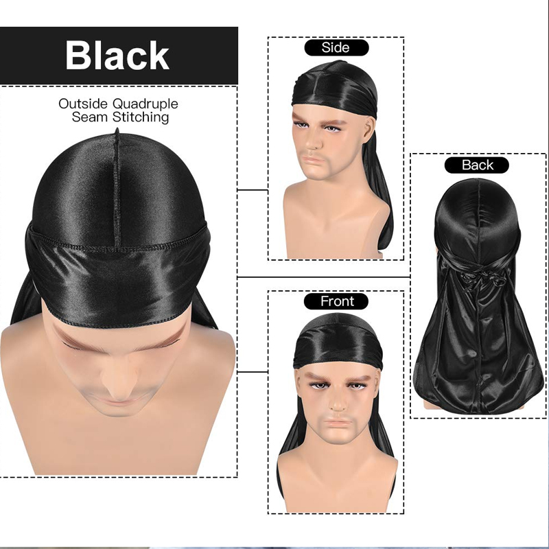 1-4 個新シルク Durag バンダナターバン帽子男性通気 - Bandana Doo Rag のレビューと価格