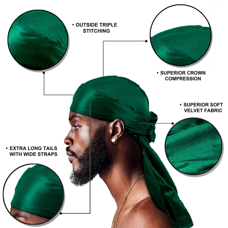 1-4 個新シルク Durag バンダナターバン帽子男性通気 - Bandana Doo Rag のレビューと価格
